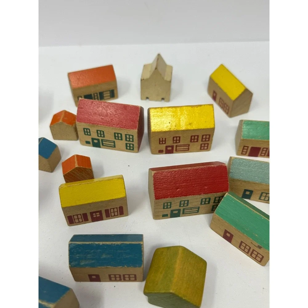Vintage 1970's Playskool Village 52pc Block Set T3